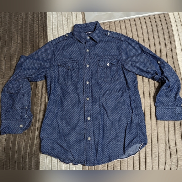 First Wave Boys Blue & White Patterned Long-sleeve Button-up Shirt - Picture 5 of 7
